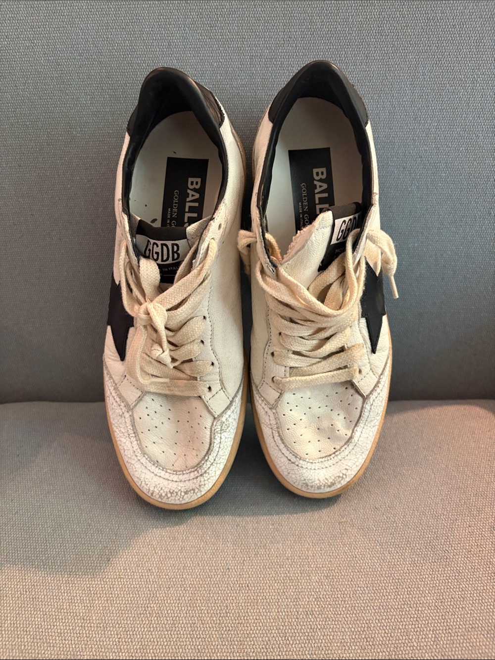 Golden Goose Women Cream and Black Star Sneakers